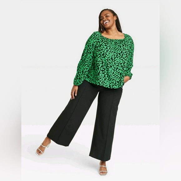 Ava & Viv Plus Size Green Polka Dots NWT - Picture 3 of 4